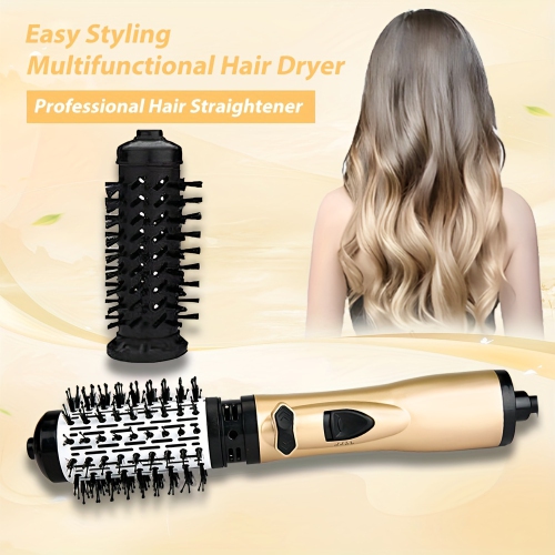 Outil de coiffure à air chaud 2-en-1, brosse rotative pour sèche-cheveux avec 1 grande et 1 petite tête de brosse, pour une utilisation en voyage ou