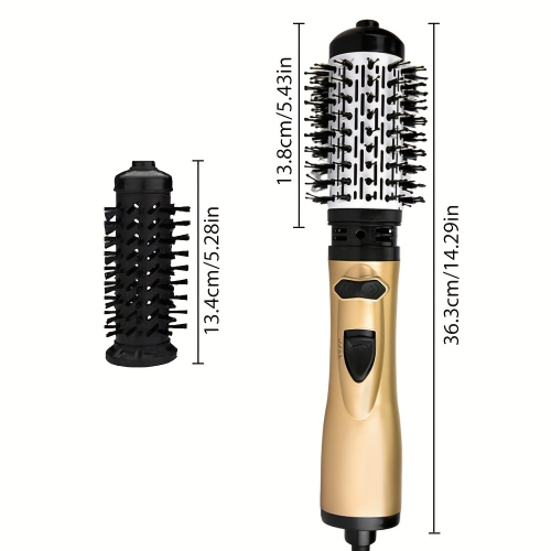 Outil de coiffure à air chaud 2-en-1, brosse rotative pour sèche-cheveux avec 1 grande et 1 petite tête de brosse, pour une utilisation en voyage ou