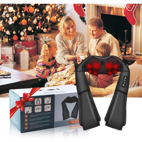 Appareil de massage pour le cou avec chaleur, masseur shiatsu pour le dos pour soulager la douleur en profondeur, idéal pour la maison et le bureau