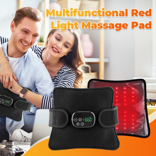 Red Light Therapy Belt, Multifunctional Heating Massage Knee Pad, LED Infrared Leg Light Therapy Pad for Pain Relief