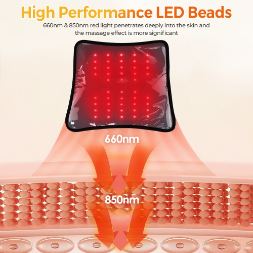 Red Light Therapy Belt, Multifunctional Heating Massage Knee Pad, LED Infrared Leg Light Therapy Pad for Pain Relief