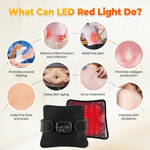 Red Light Therapy Belt, Multifunctional Heating Massage Knee Pad, LED Infrared Leg Light Therapy Pad for Pain Relief