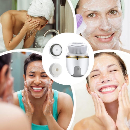 Electric Facial Cleanser Waterproof Cleansing Brush, Multifunctional Face Wash Brush Facial Cleansing Beauty Instrument