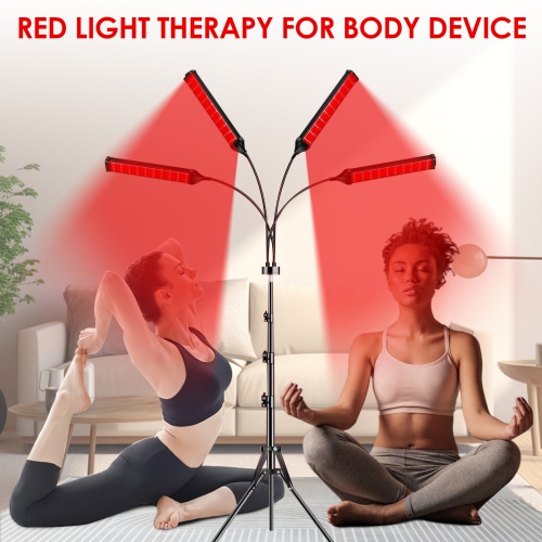 4-Head Red Light Therapy Lamp with Adjustable Stand, 660nm Red Light and 850nm Infrared Light Therapy Lamp