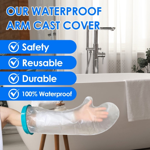 Waterproof plaster cover, adult arm plaster cover, shower arm protector shower bag for keeping arm, hand wound dry