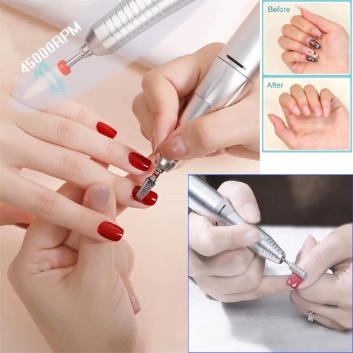Perceuse à ongles électrique 45 000 tr/min, lime à ongles portative rechargeable, polisseur à ongles avec écran LCD pour manucure