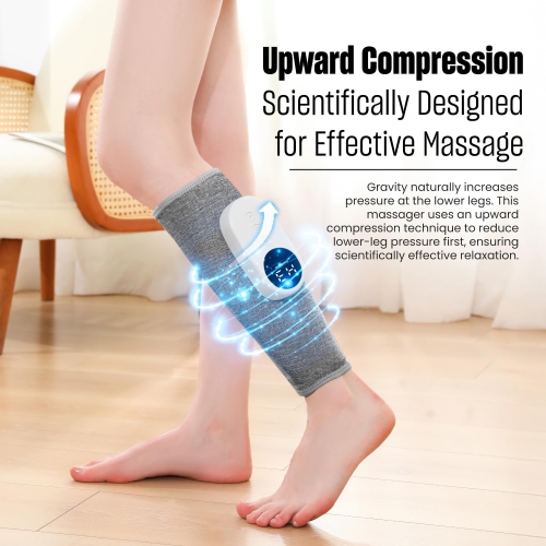 Heated Compression Leg Massager, Portable Calf Massager with 3 Intensities for Calf Pain Relief