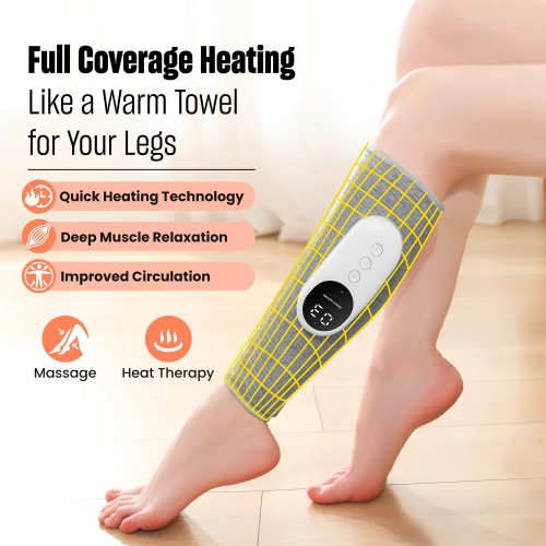 Heated Compression Leg Massager, Portable Calf Massager with 3 Intensities for Calf Pain Relief