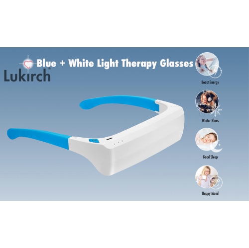 SAD Light Therapy Glasses, Portable Blue and White LED Light Therapy Lamp, Used to Improve Sleep Quality and Mood