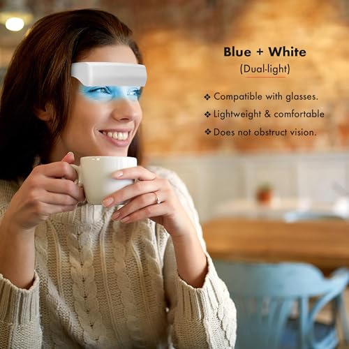 SAD Light Therapy Glasses, Portable Blue and White LED Light Therapy Lamp, Used to Improve Sleep Quality and Mood