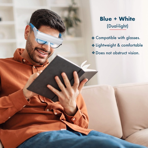 SAD Light Therapy Glasses, Portable Blue and White LED Light Therapy Lamp, Used to Improve Sleep Quality and Mood