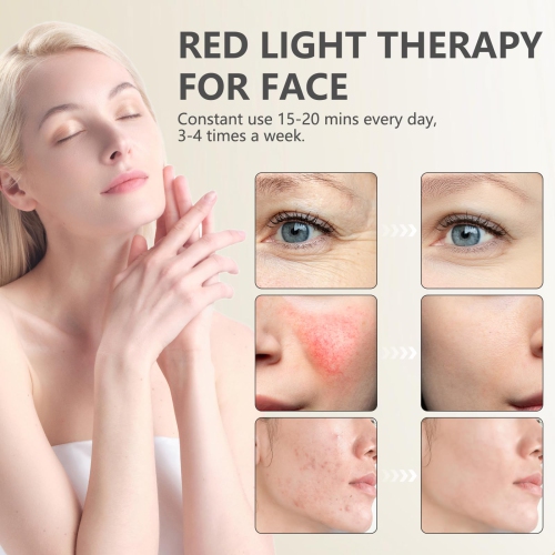 660nm Red Light Therapy Lamp, Red Light Therapy Device with Base and Timer for Skin Whitening and Rejuvenation Beauty