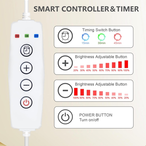 660nm Red Light Therapy Lamp, Red Light Therapy Device with Base and Timer for Skin Whitening and Rejuvenation Beauty
