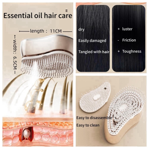 Electric Scalp Massage Comb, Portable Vibration Scalp Massager, Essential Oil Mist Comb for Nourishing Hair