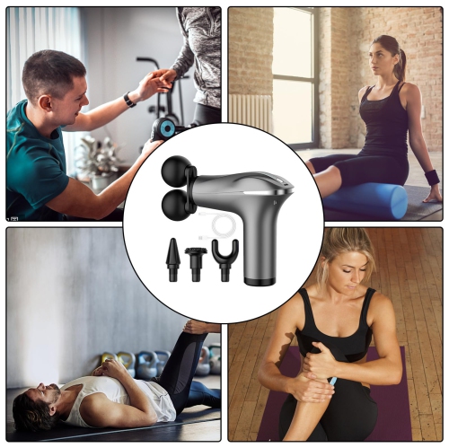 Appareil de massage électrique à deux têtes, Relaxeur musculaire portatif intelligent, Pistolet à carénage portatif adapté à une utilisation à la