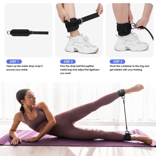 Ankle resistance band with cuffs, fitness ankle trainer for legs, buttocks workout, home exerciser for women