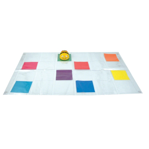 Ensemble de robot programmable et rechargeable See & Say avec pochettes transparentes Mat 4x6 de TTS Bee Bot | Programmation STIM éducative