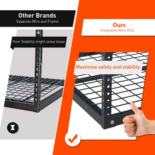 3x8ft Overhead Garage Storage Shelf, Height Adjustable Metal Ceiling Storage Rack Floating Shelves(96" x 36"x 40", Black)