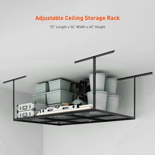 3x6ft Overhead Garage Storage Shelves, Adjustable Garage Storage Rack Organization System, Heavy Duty Metal Garage Ceiling Storage Floating Shelves