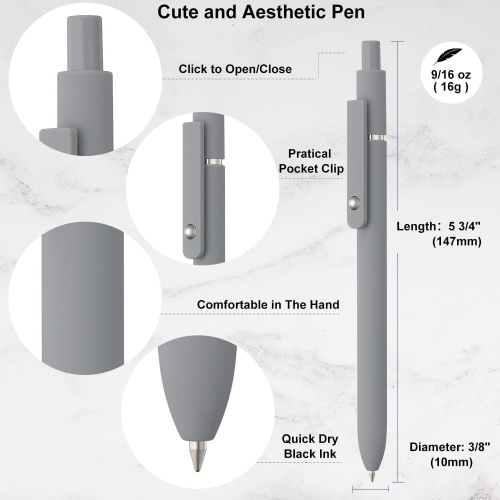 6 Pack Cute Gel Pens, Retractable Quick Dry Gel Ink Pen, Fine Point 0.5mm Black Ink Rolling Ball Gel Pens, Smooth Writing Aesthetic Pens for Home