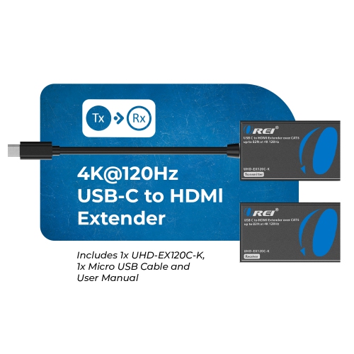 OREI 4K@120Hz HDMI Extender Over Cat6 with USB C Upto 82 Feet