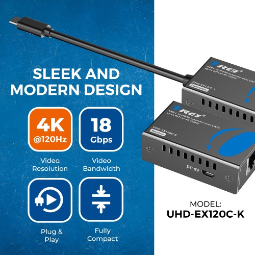 OREI 4K@120Hz HDMI Extender Over Cat6 with USB C Upto 82 Feet