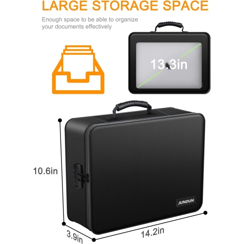 Document Organizer, Fireproof Document Bag with Lock, Document Storage Box, 7 Pockets Document Holder with Handle Portable File Bag for Important