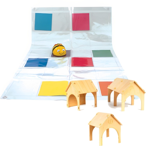 Bee-Bot Coding Toy Robot See & Say with Transparent Activity Mat 4x6, Wooden Tunnels Bindle Set, Educational STEM learning programming Robotics for