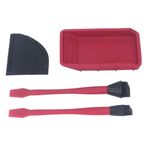 4Pcs Silicone Glue Kit 2 Brush 1 Comb and 1 Tray Uniform Application Silicone Glue Applicator Set for Woodworking