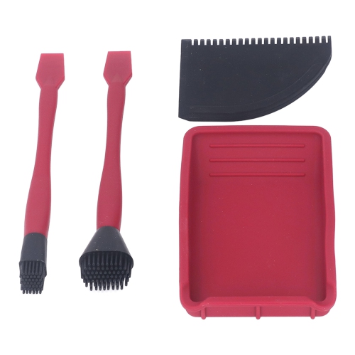 4Pcs Silicone Glue Kit 2 Brush 1 Comb and 1 Tray Uniform Application Silicone Glue Applicator Set for Woodworking