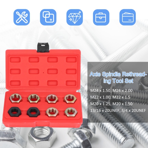 Axle Spindle Rethreading Tool Set Multiple Specification Thread Repairing Cleaning Tools