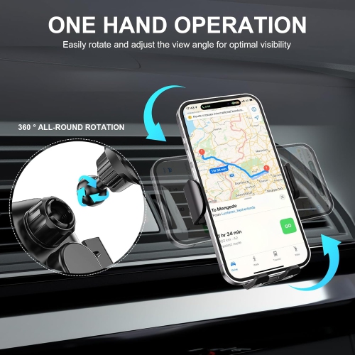 15W Fast Wireless Car Charger Mount, Auto-Clamping Phone Holder for iPhone/ Samsung ,Qi-Certified Car Phone Charger(Silver)