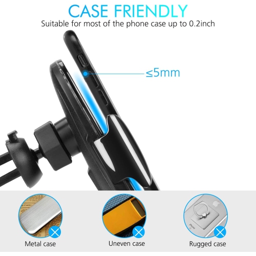 Wireless Car Charger Mount, Qi Auto Clamping Car Phone Charging Air Vent Holder for iPhone/Samsung(Black)