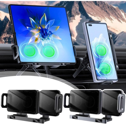 2025 New Upgraded 2 in 1 Auto Rotating Phone/Pad Holder,Fast Charging,Auto Rotating Phone Holder Car Vent Phone Mount for Phone Pad(Black)