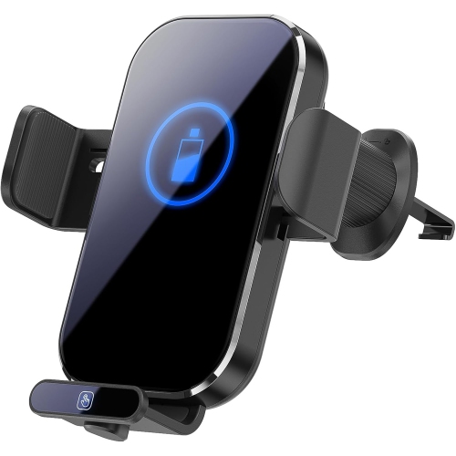 Car Phone Mount with Wireless Charging Car Phone Bracket Car Mount Phone Holder Car Phone Mount Stand with Wireless Charging Quick Charging(Black)