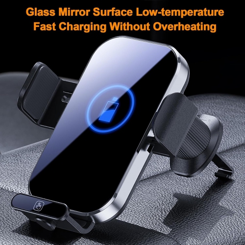 Car Phone Mount with Wireless Charging Car Phone Bracket Car Mount Phone Holder Car Phone Mount Stand with Wireless Charging Quick Charging(Black)