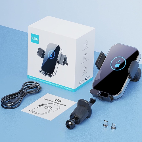 Car Phone Mount with Wireless Charging Car Phone Bracket Car Mount Phone Holder Car Phone Mount Stand with Wireless Charging Quick Charging(Silver)