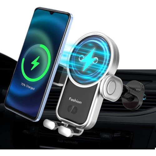 YOULIGHTS  Wireless Car Charger, 15W Auto-Clamping Car Charger Mount, Air Vent Car Charging Holder for Iphone/samsung (Silver)