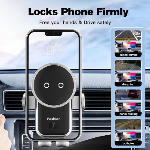 Wireless Car Charger, 15W Auto-Clamping Car Charger Mount, Air Vent Car Charging Holder for iPhone/Samsung