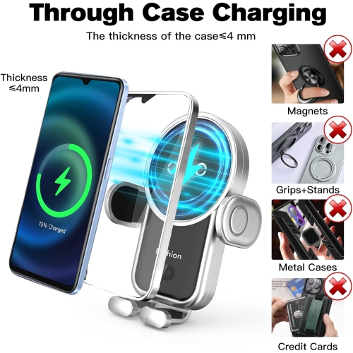 Wireless Car Charger, 15W Auto-Clamping Car Charger Mount, Air Vent Car Charging Holder for iPhone/Samsung