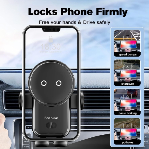 Wireless Car Charger, 15W Auto-Clamping Car Charger Mount, Air Vent Car Charging Holder for iPhone/Samsung