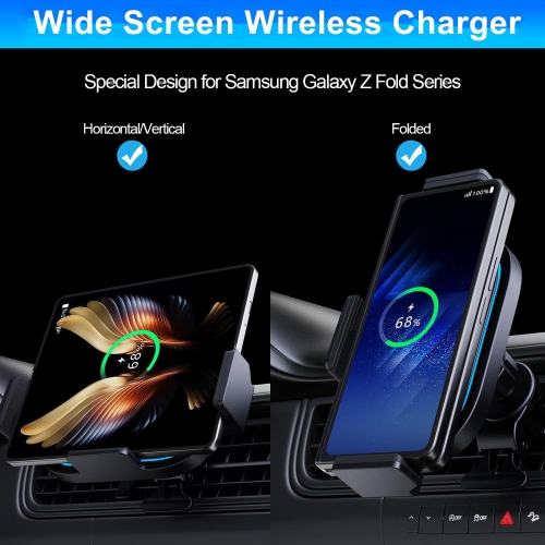 Wireless Car Charger for Samsung Galaxy Phon, 15W Fast Charging Car Mount, Car Accessories, Air Vent Charging Car Phone Holder for Galaxy Z Fold/Note