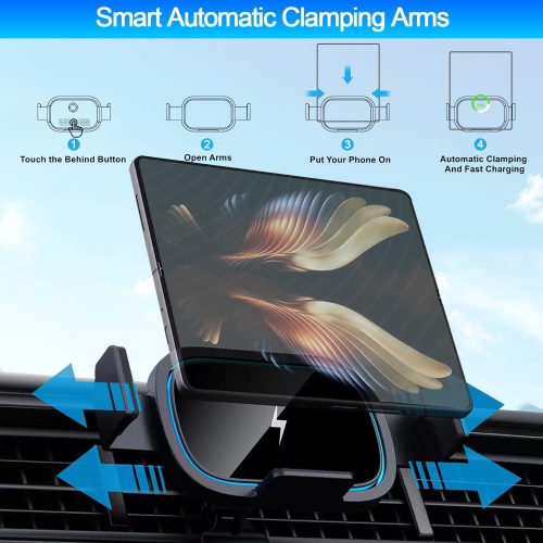 Wireless Car Charger for Samsung Galaxy Phon, 15W Fast Charging Car Mount, Car Accessories, Air Vent Charging Car Phone Holder for Galaxy Z Fold/Note