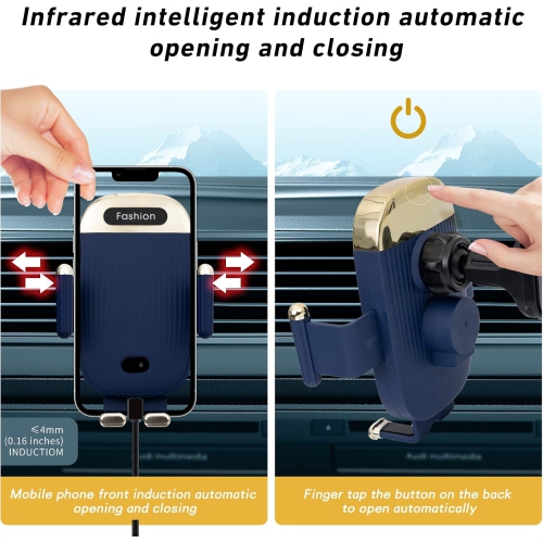 Wireless Car Charger Mount,15W Qi Fast Charger, Wireless Car Charger Smart Sensor Air Vent,for iPhone, Samsungetc