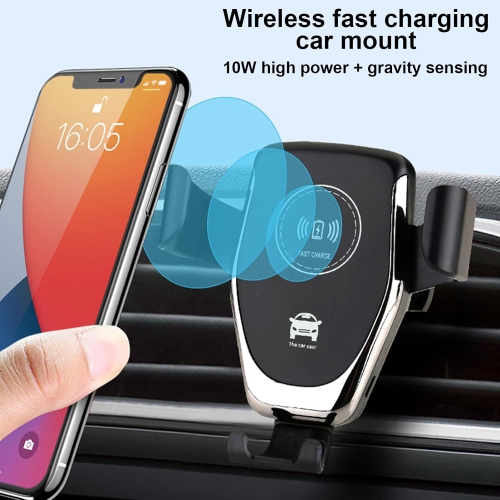10W Car Wireless Charges Automatic Car Phone Holder for 4-6.4inch Mobile Device Fast Charging Station, Black