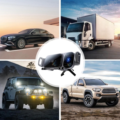 Wireless Car Charger MountDouble Coil Design Navigation Bracket for Straight Screen Mobile Phone, Folding Mobile Phone, Tablet(Grey)