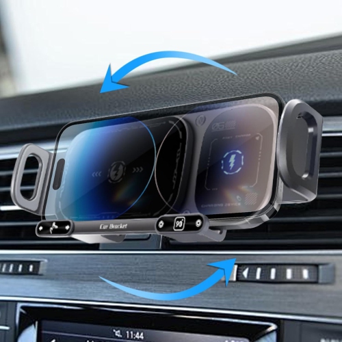 Wireless Car Charger MountDouble Coil Design Navigation Bracket for Straight Screen Mobile Phone, Folding Mobile Phone, Tablet(Grey)