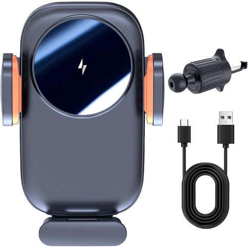 Wireless Car Charger,15W Wireless Charger Phone Holder,Car Charger Holder, 360-Degree Rotation Wireless Car Charger Mount(single hook clip)