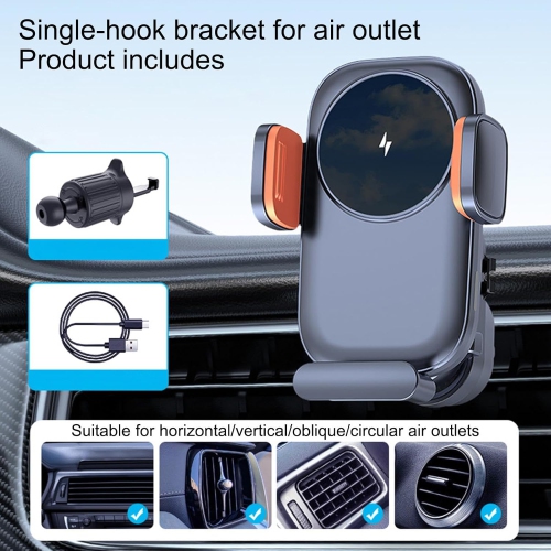 Wireless Car Charger,15W Wireless Charger Phone Holder,Car Charger Holder, 360-Degree Rotation Wireless Car Charger Mount(single hook clip)
