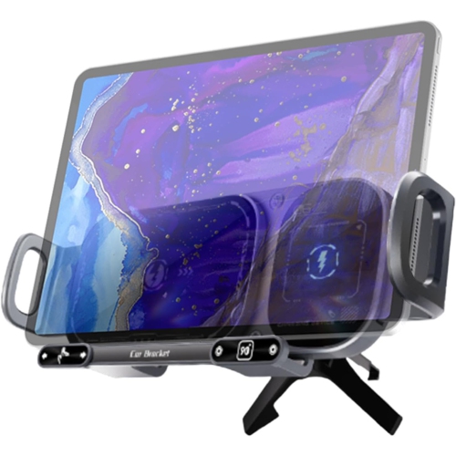 Wireless Car Charger MountDouble Coil Design Navigation Bracket for Straight Screen Mobile Phone, Folding Mobile Phone, Tablet(Black)